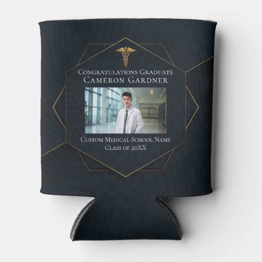 Chique Zwart Goud Medische School Afstudeerfeest Blikjeskoeler (Voorkant)