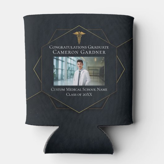 Chique Zwart Goud Medische School Afstudeerfeest Blikjeskoeler (Achterkant)