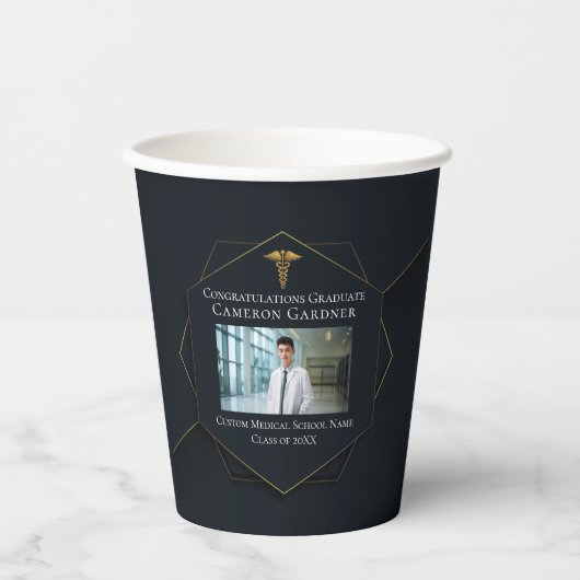 Chique Zwart Goud Medische School Afstudeerfeest Papieren Bekers (Voorkant)