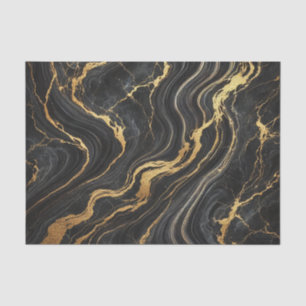 Chique zwart & goud metallic marmer look glamour tissuepapier