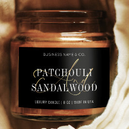 Chique Zwart & Goud Moderne Kaarsenpot Productlabe Voedselcontainer Etiket