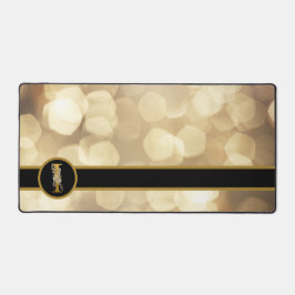 Chique zwart & goud monogram onderlegger bureaumat