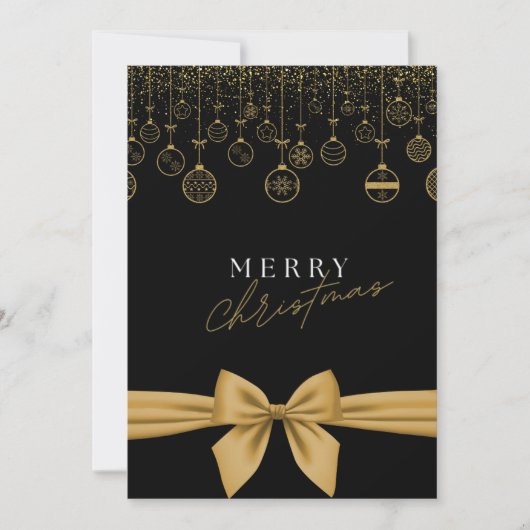 Chique Zwart & Goud "Prettig Kerstfeest" Kaart (Voorkant)