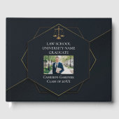Chique Zwart Goud Recht School Foto Afstudeerfeest Gastenboek (Voorkant)
