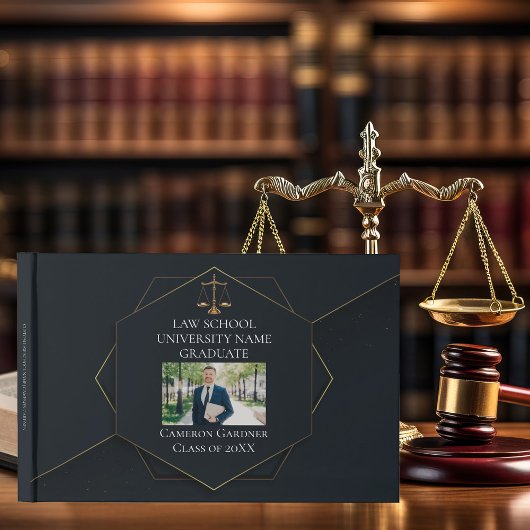 Chique Zwart Goud Recht School Foto Afstudeerfeest Gastenboek