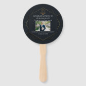 Chique Zwart Goud Recht School Foto Afstudeerfeest Handwaaier (Achterkant)