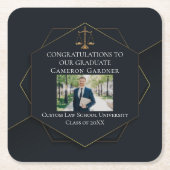 Chique Zwart Goud Recht School Foto Afstudeerfeest Kartonnen Onderzetters (Voorkant)