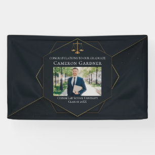Chique Zwart Goud Recht School Foto Afstudeerfeest Spandoek