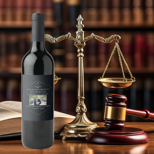 Chique Zwart Goud Recht School Foto Afstudeerfeest Wijn Etiket