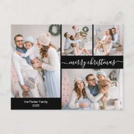 Chique zwart goud script 5 meerdere kerst foto briefkaart