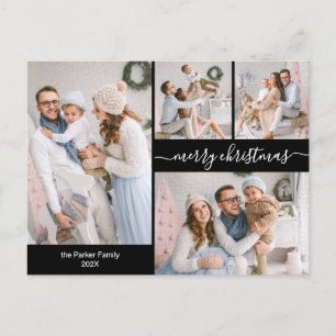 Chique zwart goud script 5 meerdere kerst foto briefkaart