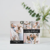 Chique zwart goud script 5 meerdere kerst foto briefkaart (Staand voorkant)