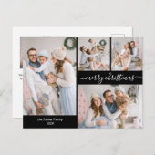 Chique zwart goud script 5 meerdere kerst foto briefkaart (Voorkant / Achterkant)