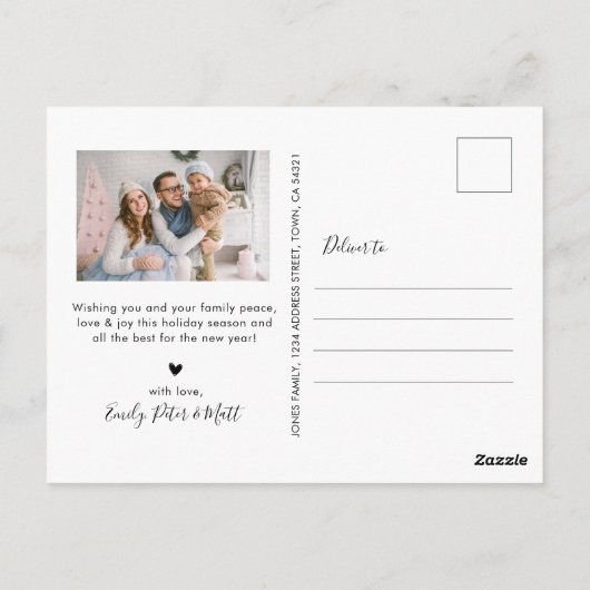 Chique zwart goud script 5 meerdere kerst foto briefkaart (Achterkant)