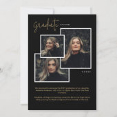 Chique zwart goud script ze deed het foto Afstuder Aankondiging (Achterkant)