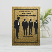 Chique Zwart & Goud Verlovingsfeestje Kaart (Staand voorkant)