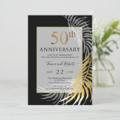 Chique Zwart Goud Wit 50ste Bruiloft Jubileum Kaart (Staand voorkant)