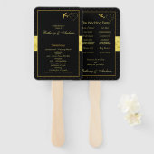 Chique zwart gouden hart bruiloft ceremonie progra handwaaier (Voorkant en achterkant)