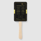 Chique zwart gouden hart bruiloft ceremonie progra handwaaier (Achterkant)