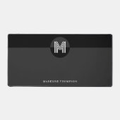 Chique zwart grijs wit geometrisch modern monogram bureaumat (Voorkant)