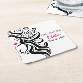 Chique zwart haar stylist afstuderen Party retro Kartonnen Onderzetters (Schuin)