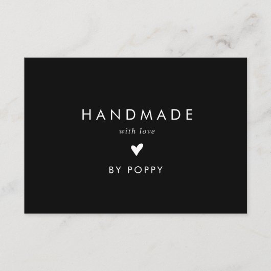Chique Zwart Handgemaakt met Liefde Dank U Bestell Informatiekaartje (Voorkant)