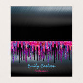 Chique zwart heet roze blauw druppels visitekaartje (Buitenkant ongevouwen)