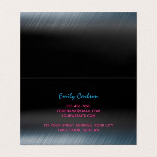 Chique zwart heet roze blauw druppels visitekaartje (Binnenkant ongevouwen)