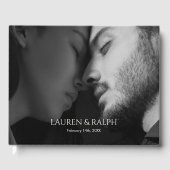 Chique zwart & ivoor paar Monogram Gastenboek (Voorkant)