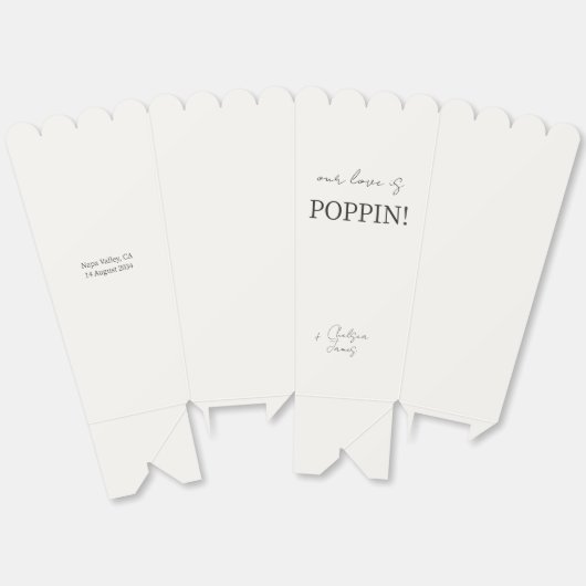 Chique zwart & ivoor paar monogram popcorn bedankdoosjes (Ongevouwen)