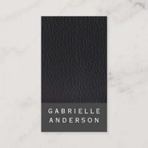 Chique zwart leer met vet tekst visitekaartje