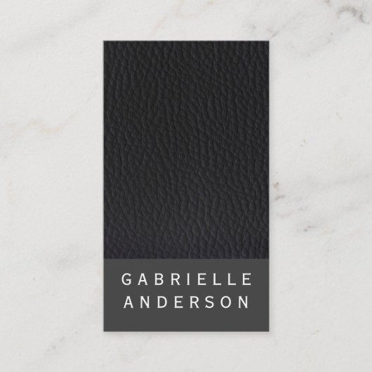 Chique zwart leer met vet tekst visitekaartje (Voorkant)
