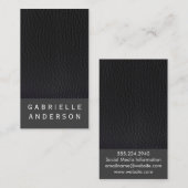Chique zwart leer met vet tekst visitekaartje (Voorkant / Achterkant)