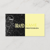 Chique Zwart Lichtgeel Glitter Sterren en Logo Visitekaartje (Voorkant)