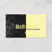 Chique Zwart Lichtgeel Glitter Sterren en Monogram Visitekaartje (Voorkant)