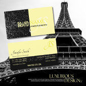 Chique Zwart Lichtgeel Glitter Sterren en Monogram Visitekaartje