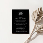 Chique Zwart Logo Product Care Instructies Informatiekaartje
