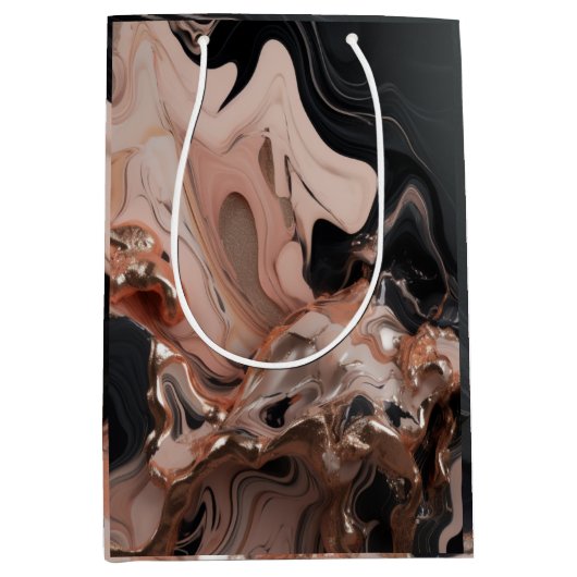 chique zwart marmeren textuur medium cadeauzakje (Voorkant)