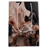 chique zwart marmeren textuur medium cadeauzakje (Achterkant)