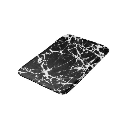 Chique zwart marmeren textuur wit korrelaccent badmat (Gekanteld)