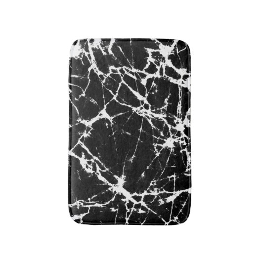 Chique zwart marmeren textuur wit korrelaccent badmat (Voorkant Verticaal)