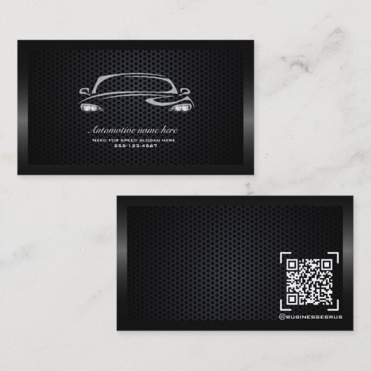 Chique zwart minimalistisch modern auto visitekaar visitekaartje (Voorkant / Achterkant)