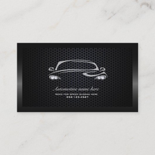 Chique zwart minimalistisch modern auto visitekaar visitekaartje (Voorkant)