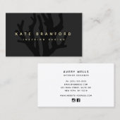 Chique zwart oceaan koraal interieur designer visitekaartje (Voorkant / Achterkant)