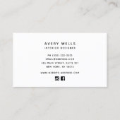 Chique zwart oceaan koraal interieur designer visitekaartje (Achterkant)