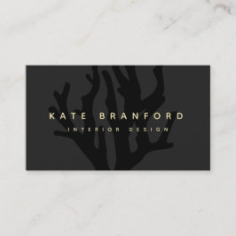 Chique zwart oceaan koraal interieur designer visitekaartje