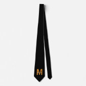 Chique Zwart Oranje met Monogram Stropdas (Voorkant)