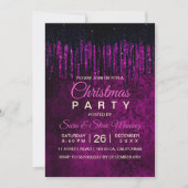 Chique zwart paarse glitter druppels damask Christ Kaart (Voorkant)