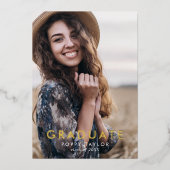 Chique Zwart Pet Gouden Folie Foto Graduation Part Folie Uitnodiging (Voorkant)