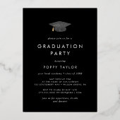 Chique Zwart Pet Gouden Folie Foto Graduation Part Folie Uitnodiging (Achterkant)